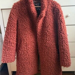 Anthropologie Warm Rust Teddy Jacket